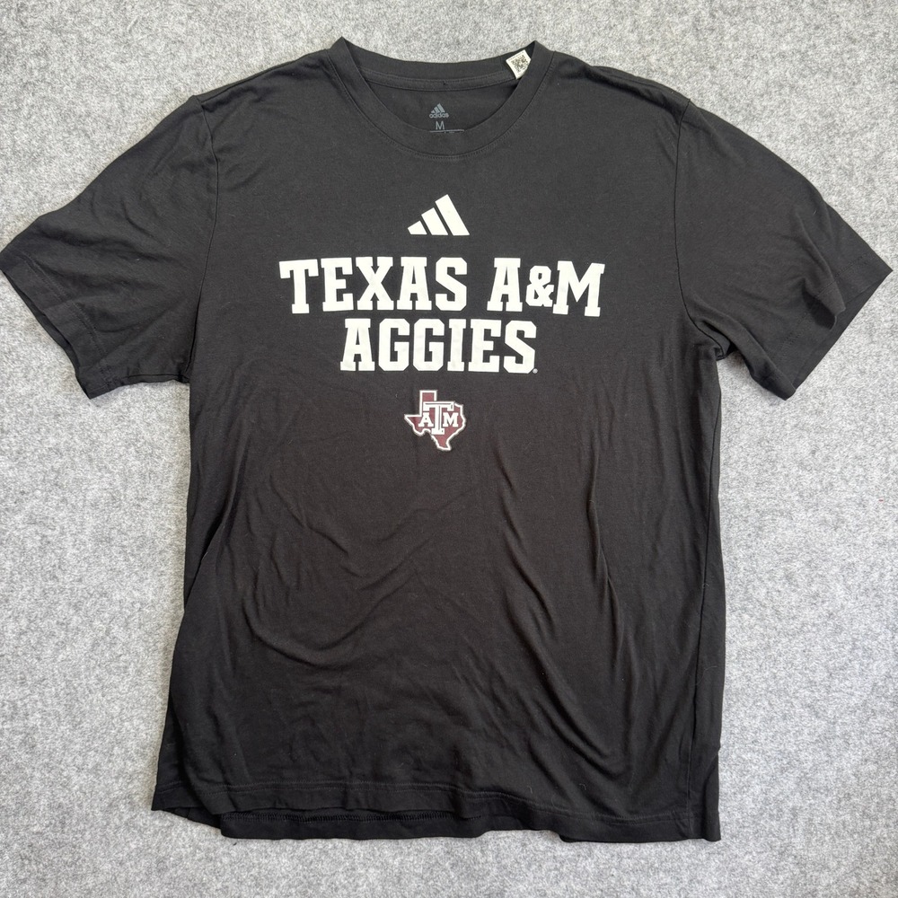 Adidas Mens Texas A&M Aggies Graphic T Shirt Size M Black Short Sleeve Tee